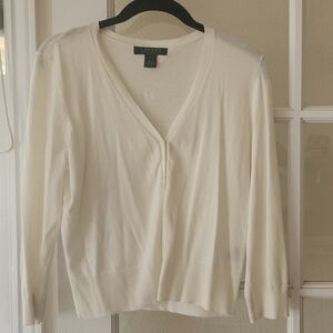 Lauren Ralph Lauren Ivory V-Neck Cardigan